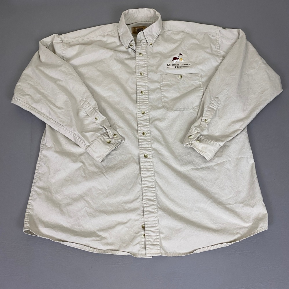 Gear For Sports Michael Jordan Golf Shirt Mens XL Khaki Long Sleeve Button Up